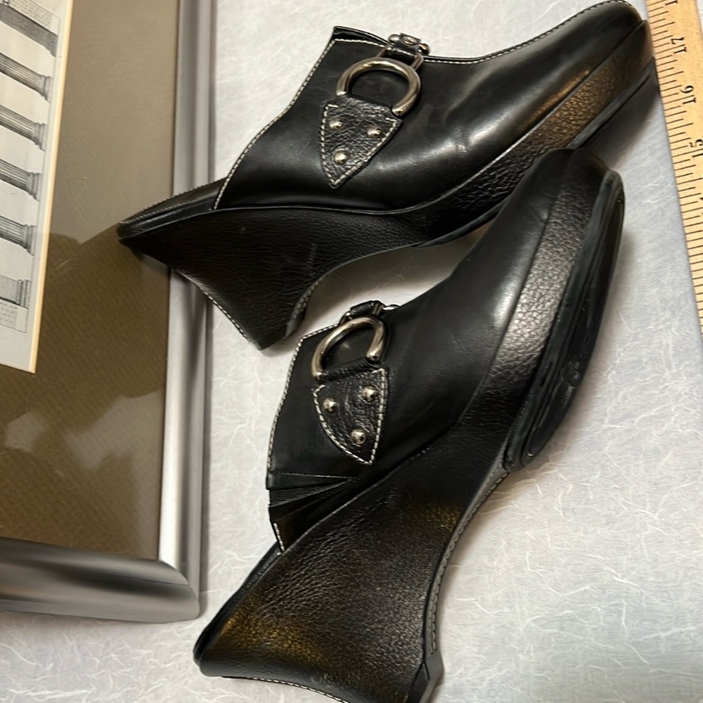 - Cole Haan Black Slip On Wedge Mules Size 9B - Picture 14 of 16